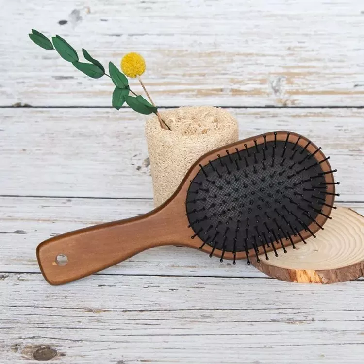 Introduction de la brosse à cheveux à poils souples en bois